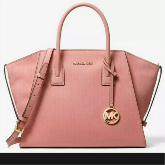 Michael Kors Avril Large Top Zip Satchel Shoulder Bag Sunset Rose Pink - Picture 3 of 13